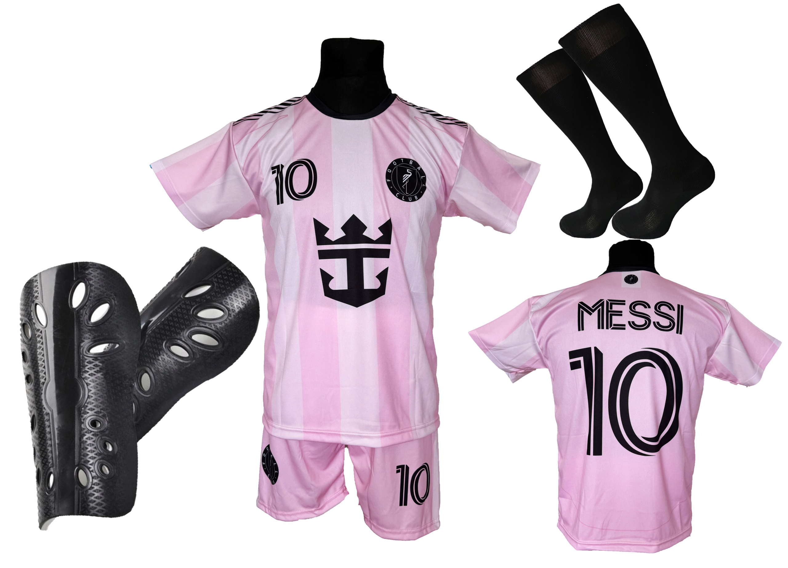 Fotbalový teplákovka Messi tričko, kraťasy štulpny chrániče holení 158