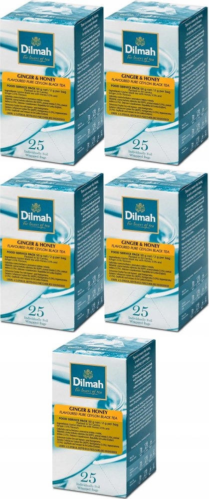 Herbata czarna w kopertach Dilmah Ginger&Honey imbir z miodem 25szt x5