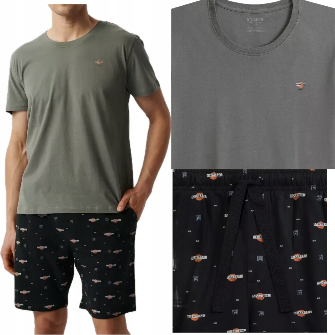 Piżama męska krótki rękaw bawełna Atlantic