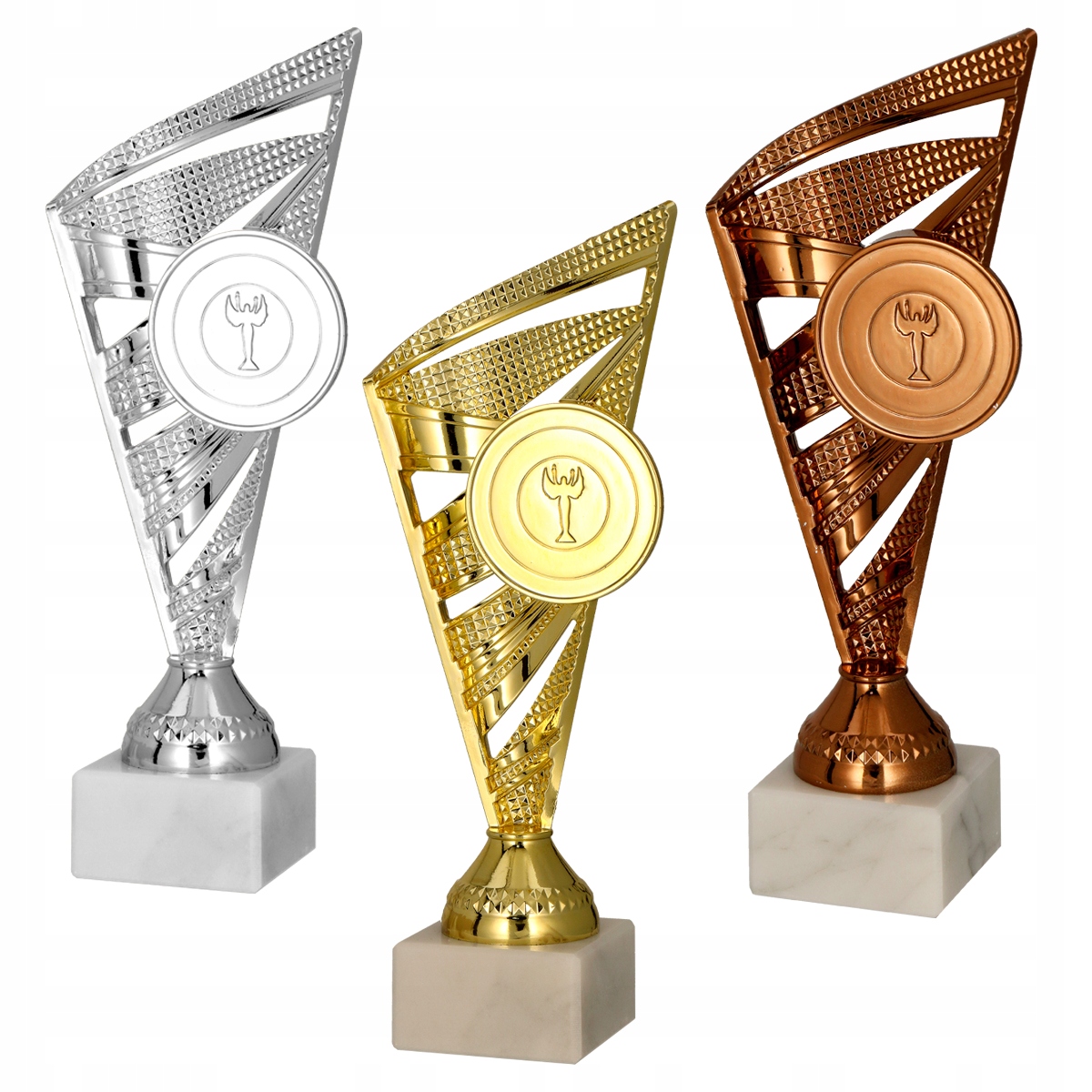 Komplet Zestaw Pucharów Puchar 3 Szt 23 cm Grawery