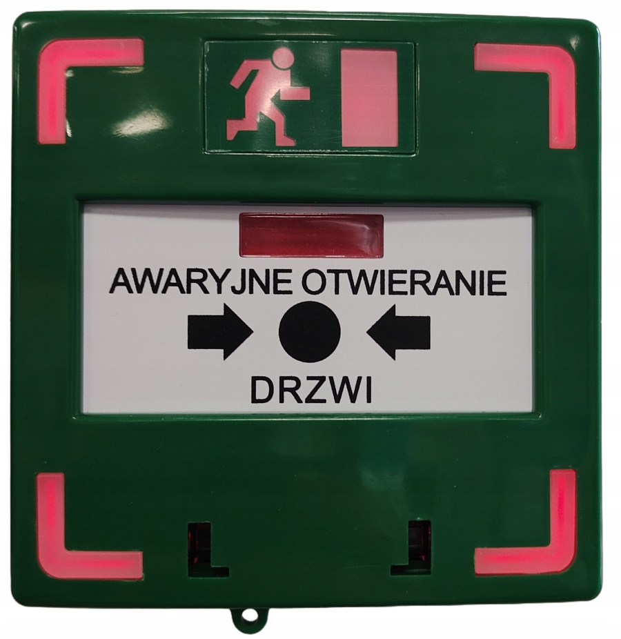 PRZYCISK AWARYJNEGO OTWIERANIA OTWARCIA DRZWI 3x NC/NO/COM PODŚWIETLANY LED Kod producenta PW-Green-LED-PL