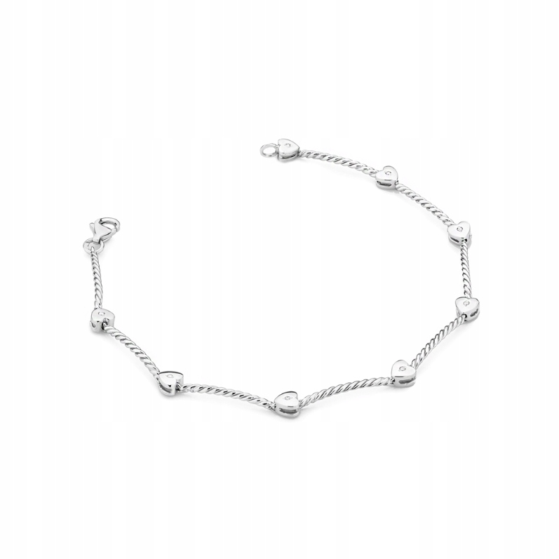 

Bransoletka 585 Serca Brylanty Białe Złoto Prezent