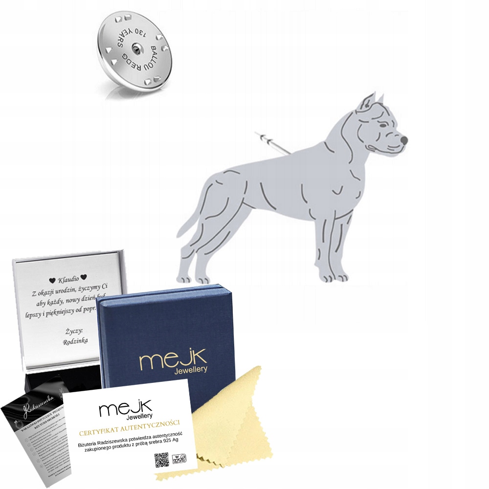 Odznak Stříbrná Amstaff 925 Žena Šperky Dárek Dedikace Bonus