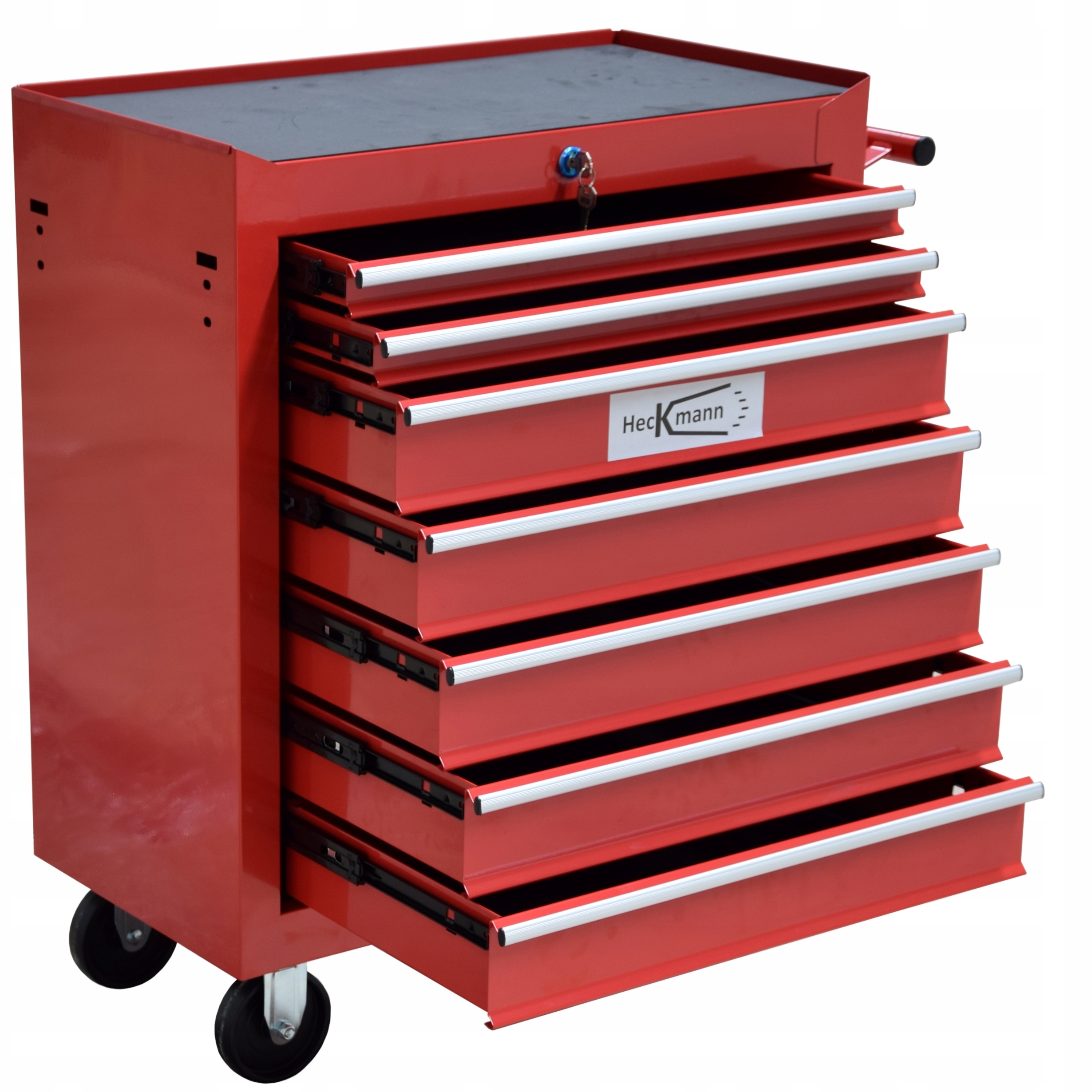 Wózek narzędziowy Heckmann czerwony 5 szuflad zamykany na klucz