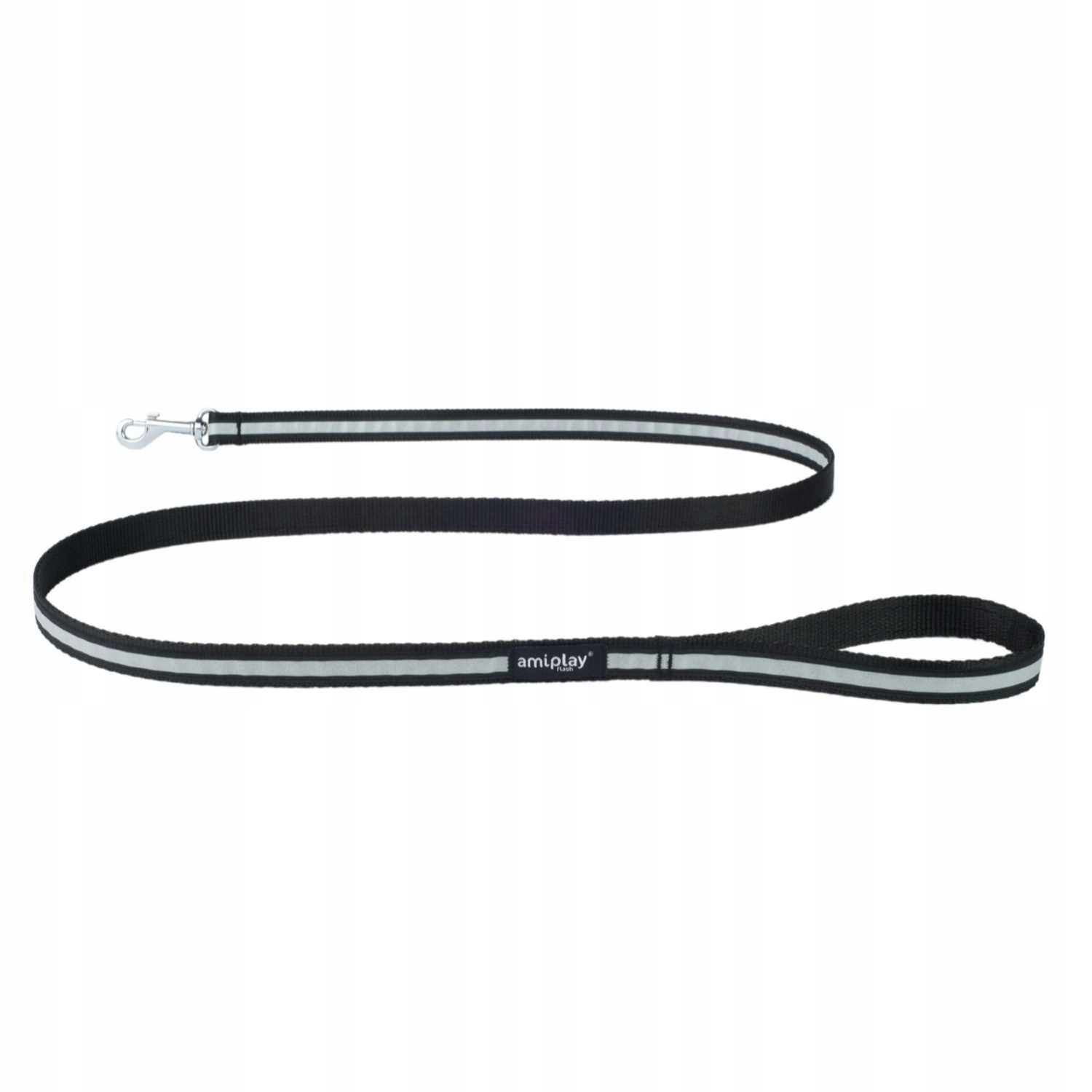 

amiplay Smycz Shine Odblaskowa XL 150x2,5cm Czarny