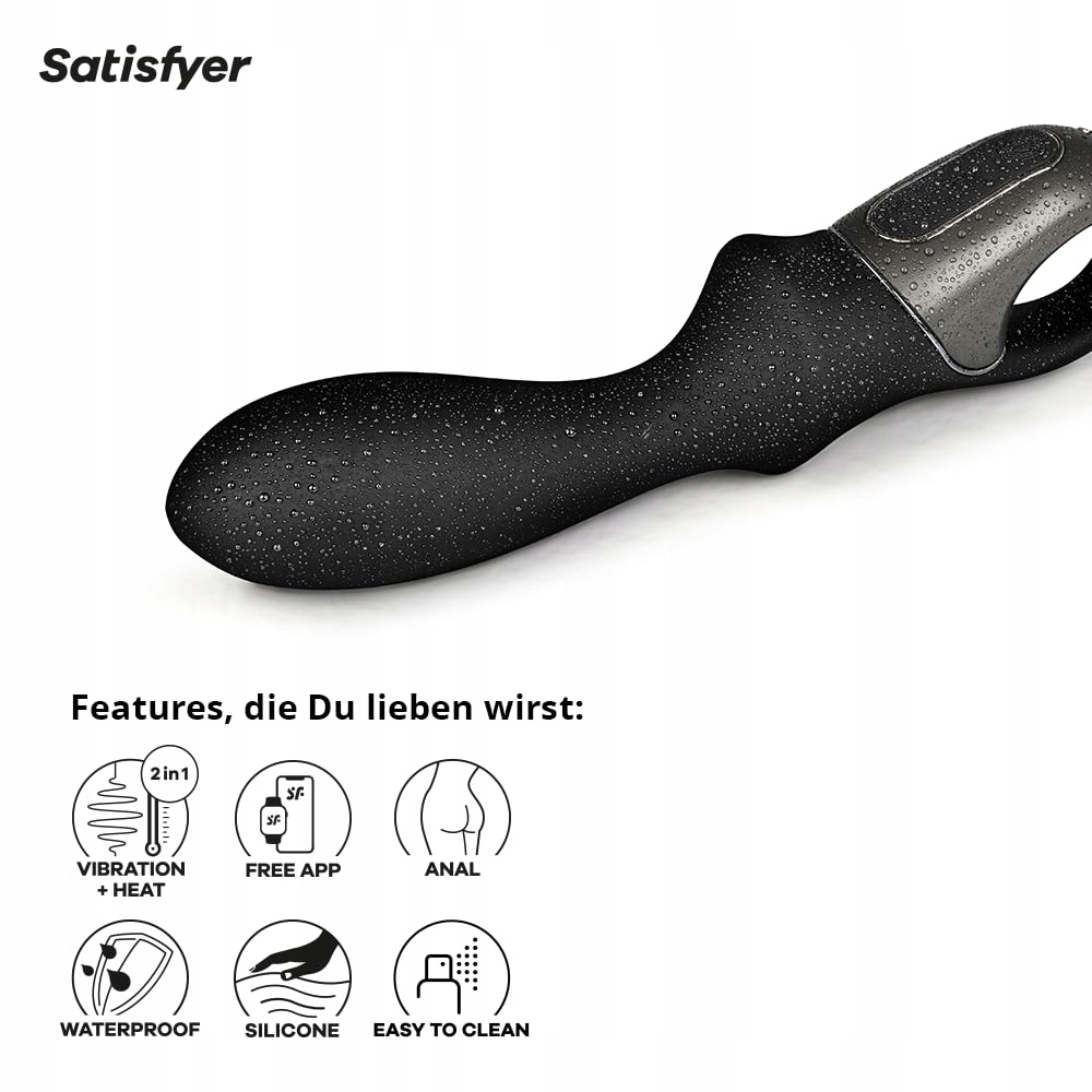 SATISFYER Heat Climax Wibrator Analny Z Funkcją Ciepła i Aplikacją 20 cm — miniatura 4