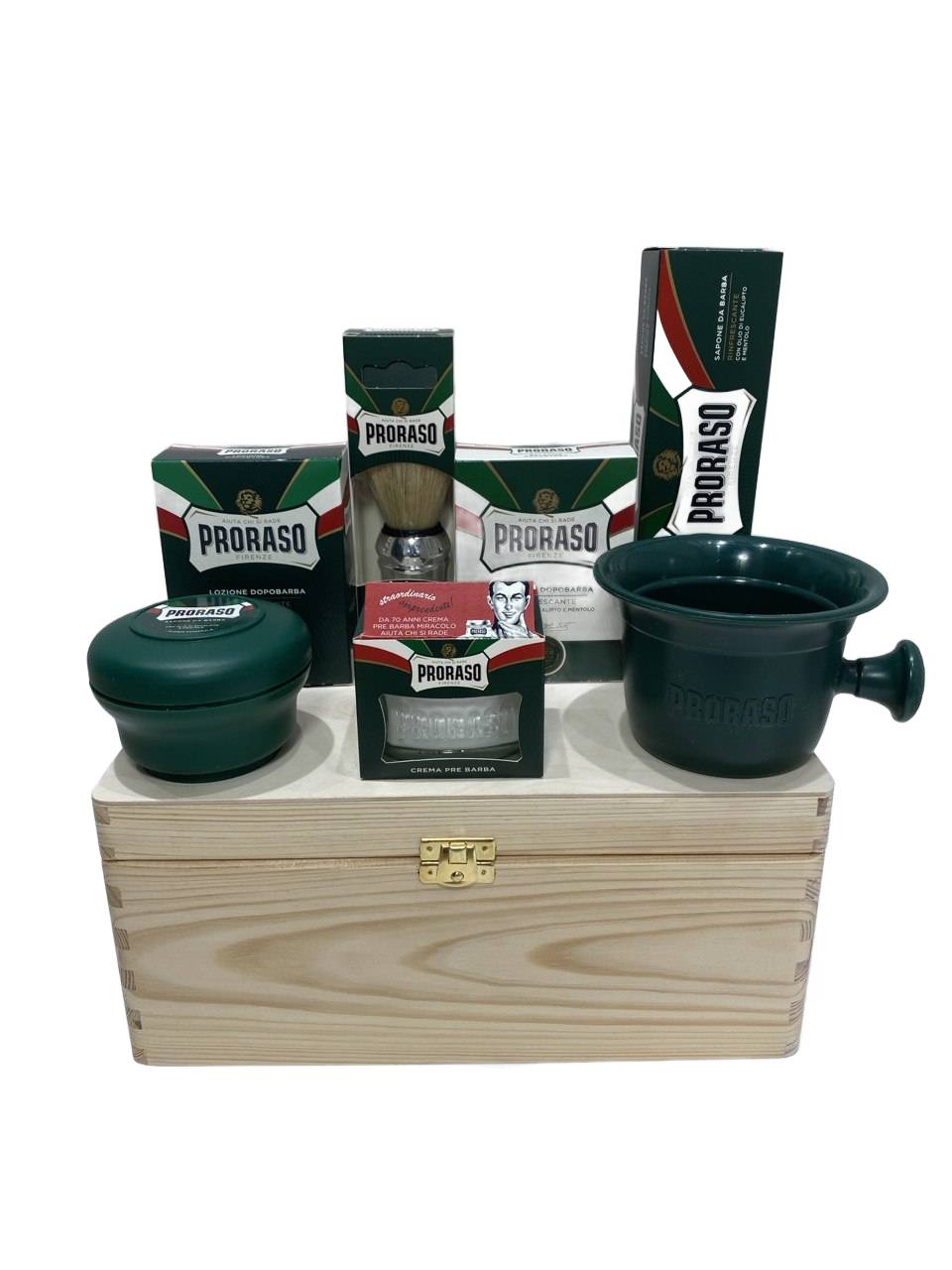 Proraso sada na holení zelená řada 7 produktů dřevěná krabička