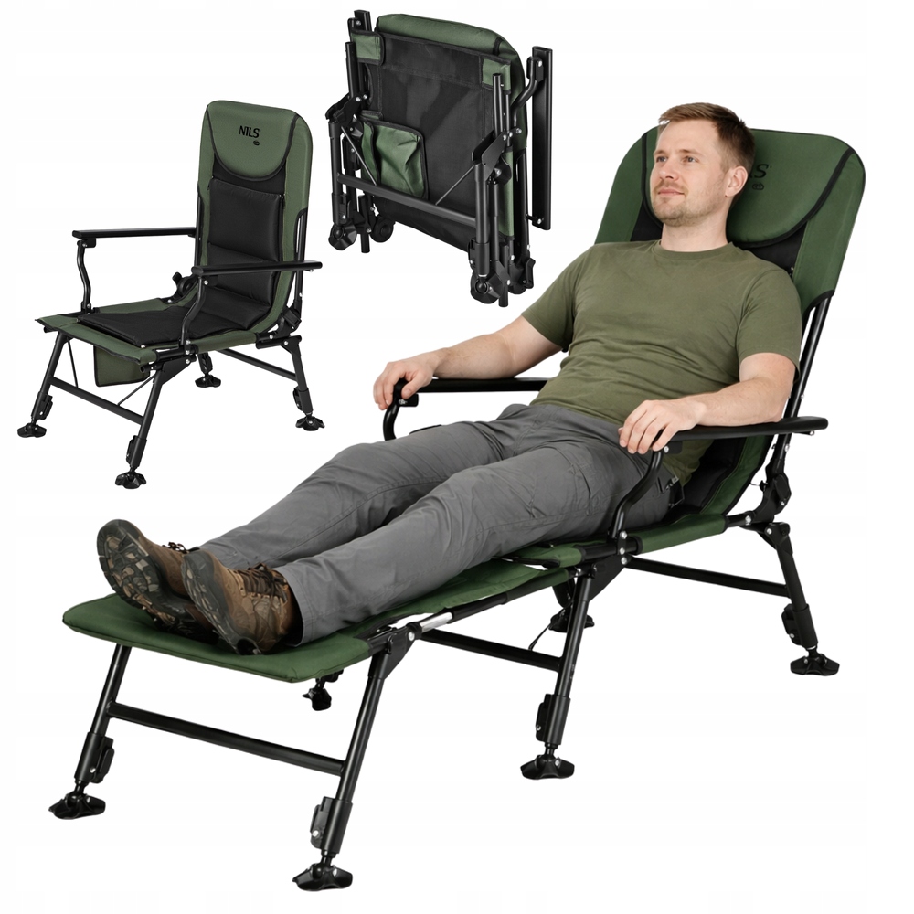 Turistické zahradní kempingové křeslo, skládací, do 180 kg, zelené