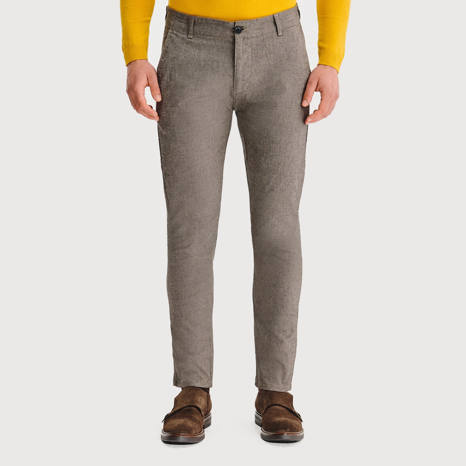 Hnědé ležérní kalhoty se strukturovaným vzorem Pako Lorente vel. L32 W42