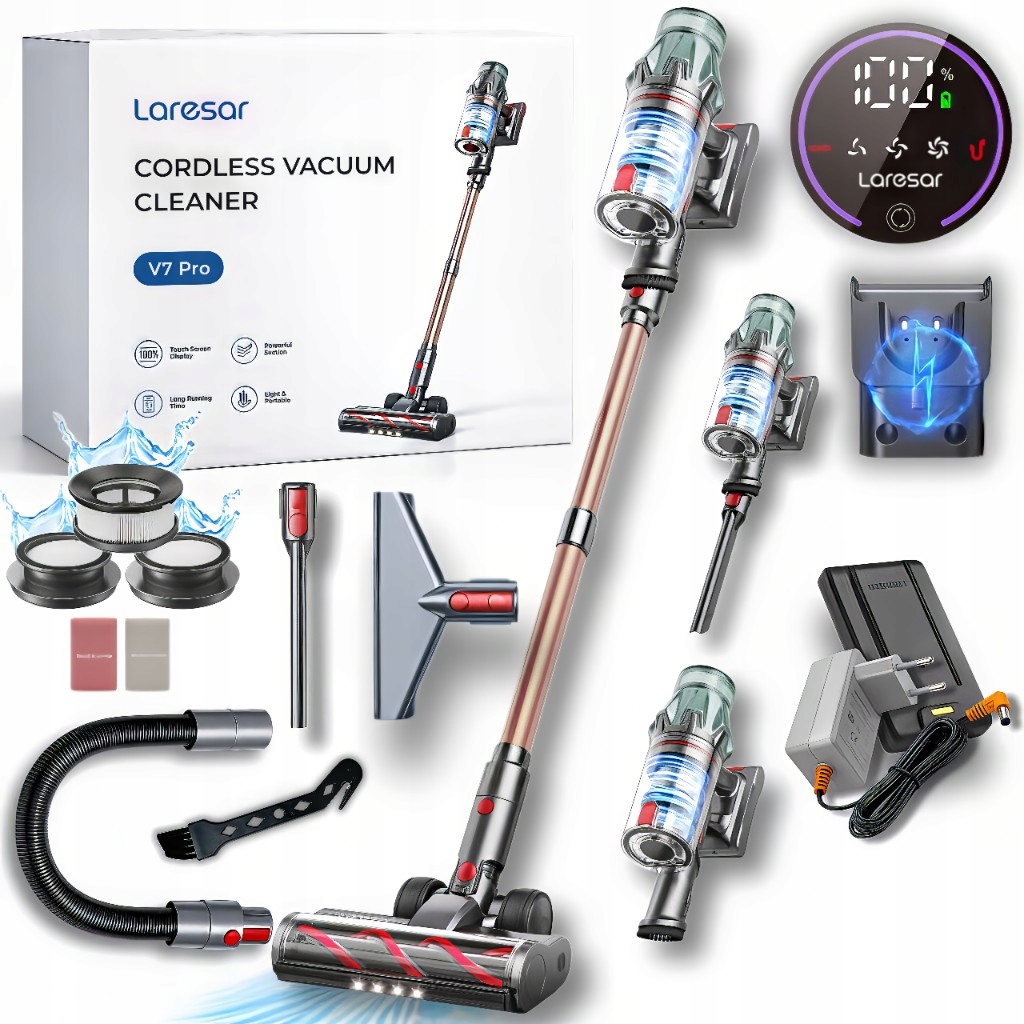 Odkurzacz Bezprzewodowy 2026 V7 Pro 600W 6500KPA Akumulator Mocny Hepa