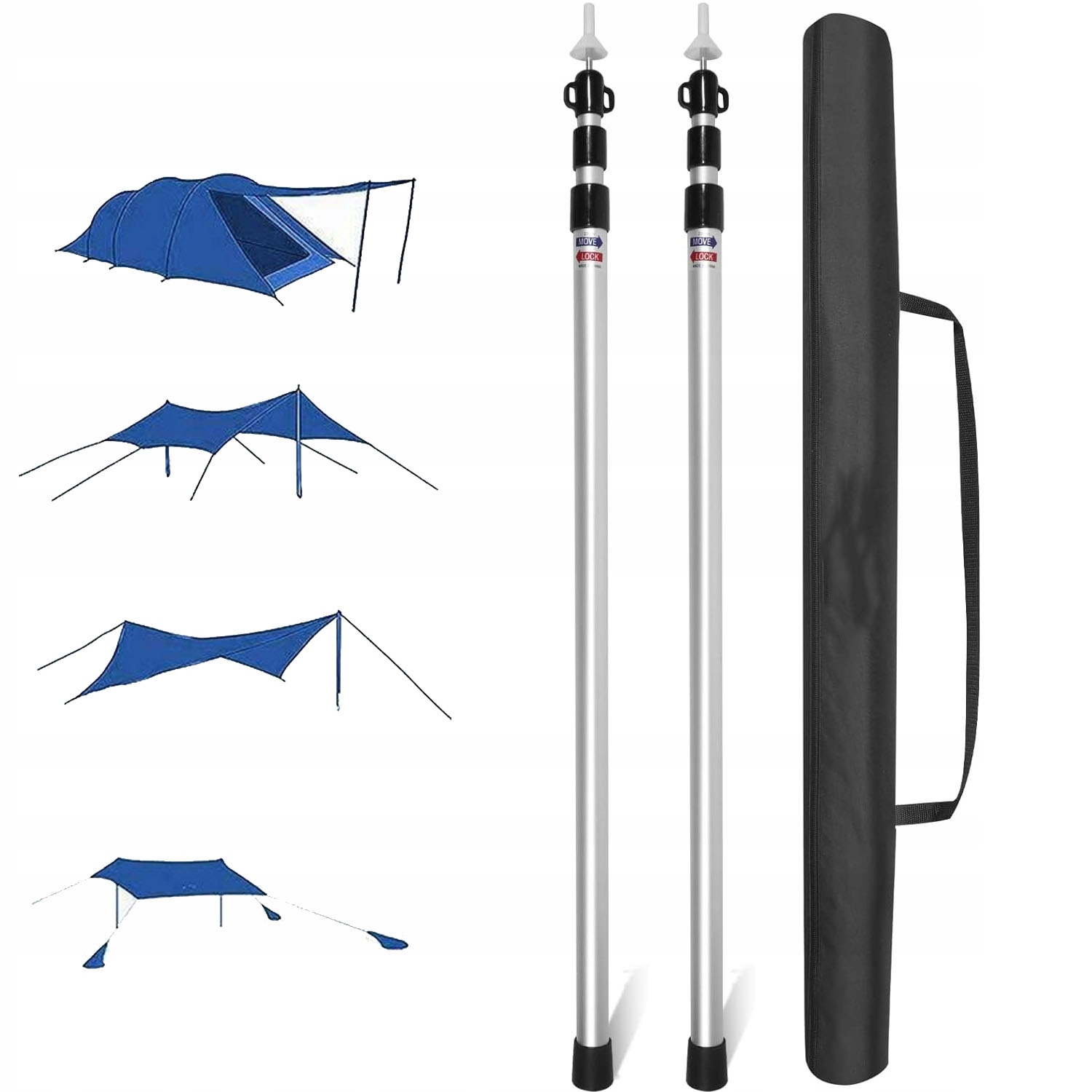 Sloupky pro stanové tyče nastavitelné 29/25/22 mm 90-230 cm hliník 2ks