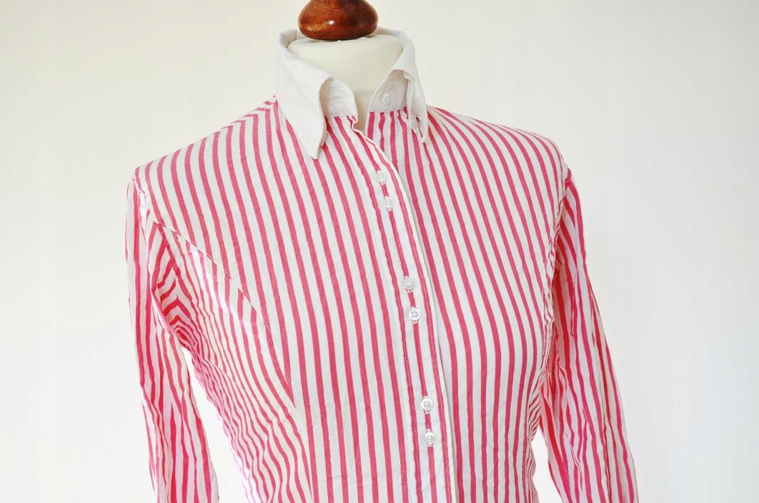 LEWIN cudo koszula MANKIET prążki SREBRNA nić S/M Rękaw długi rękaw