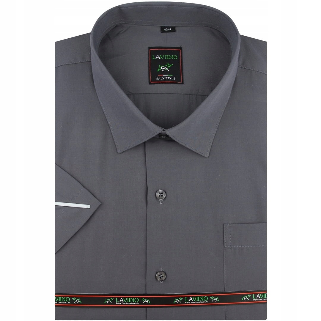 

Koszula Męska gładka grafitowa krótki rękaw K945