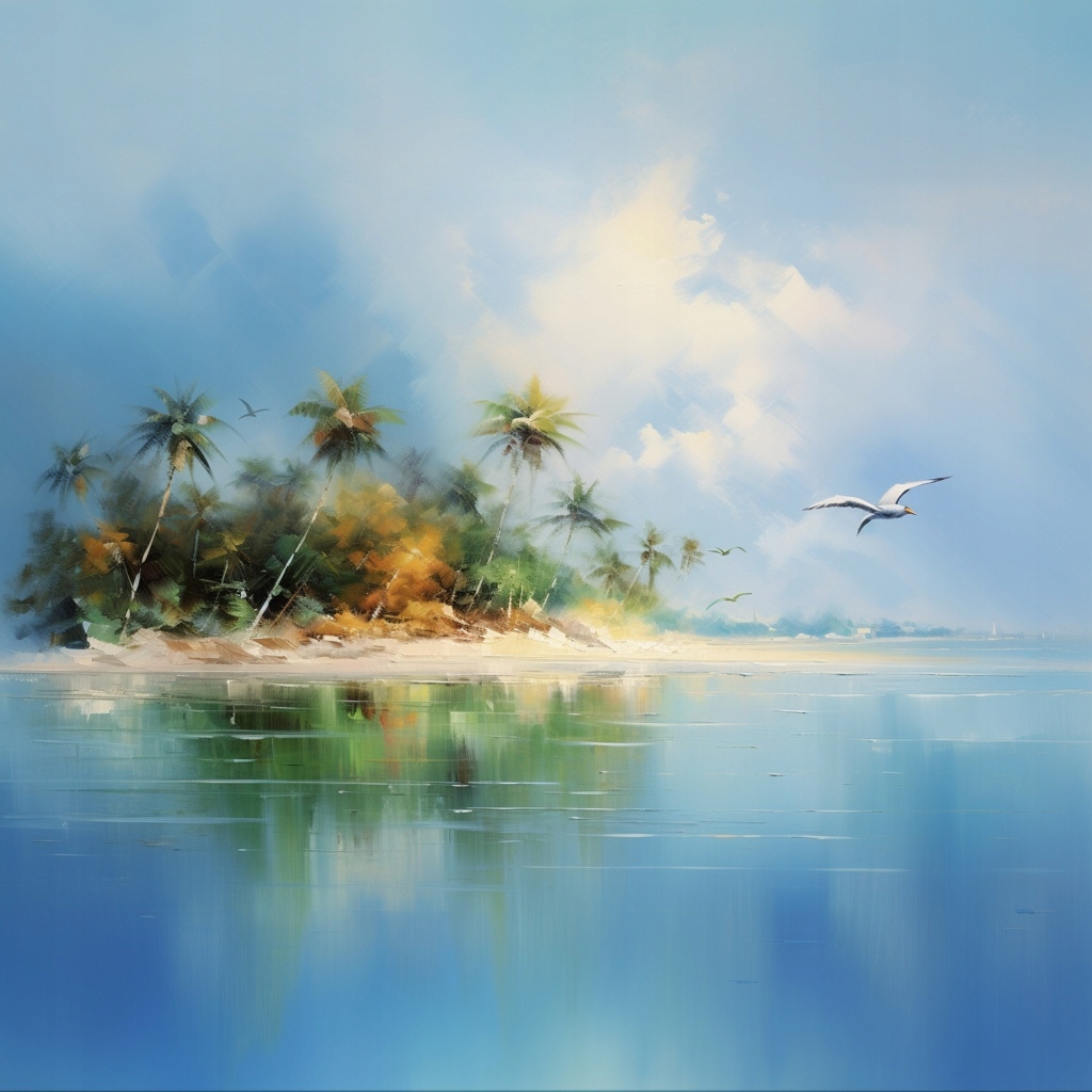 Obraz Na Plátně Canvas Krajina Moře Oceán Ostrov Pláž Palmy Mewa 80x80