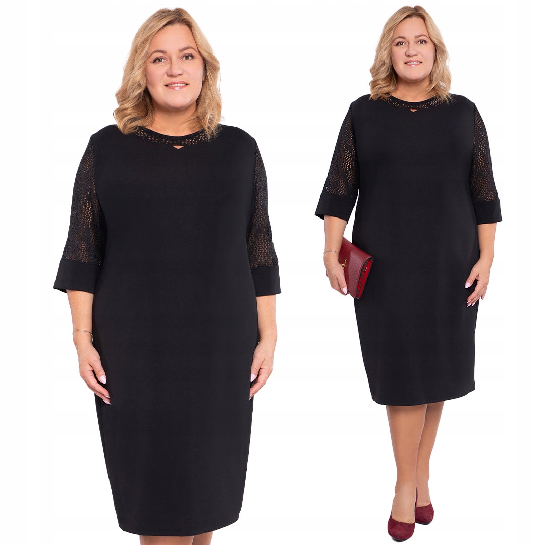 Černé šaty s svetrovými rukávy 62