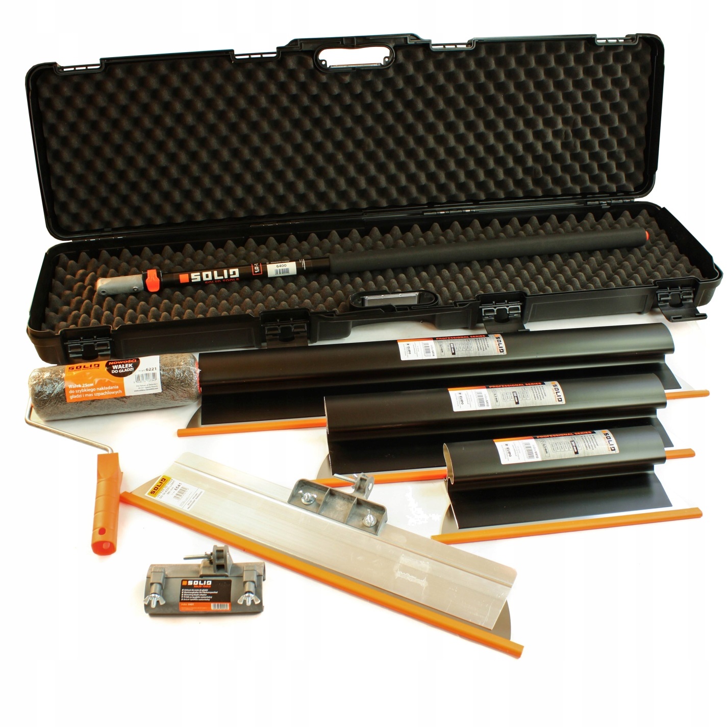 ZESTAW WALIZKA 4 NOŻY DO GŁADZI 120CM WAŁEK KIJ UCHWYT PROFESSIONAL SOLID