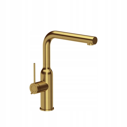 Kuchyňská Baterie S Výsuvným Výtokem, Kartáčované Zlato, Vysoká Sada