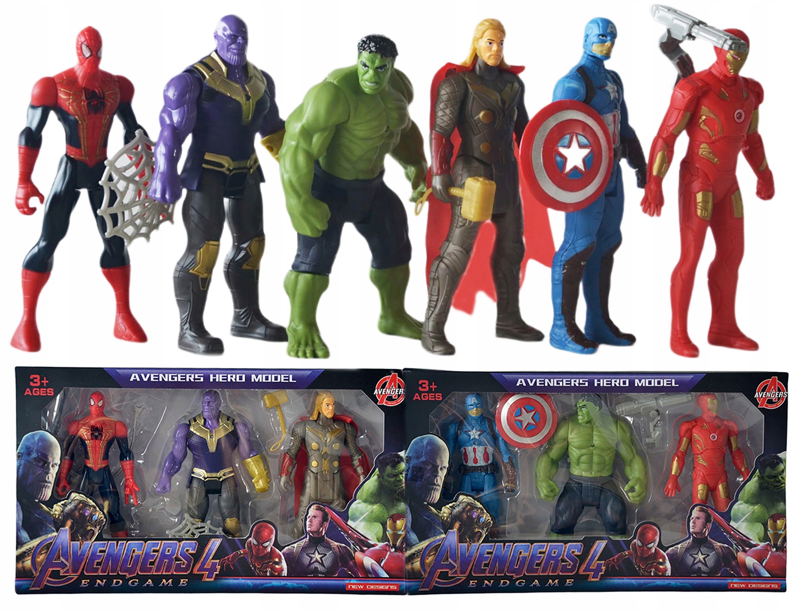 

6 Figurek Avengers Hulk Spiderman Iron Man Świeci*