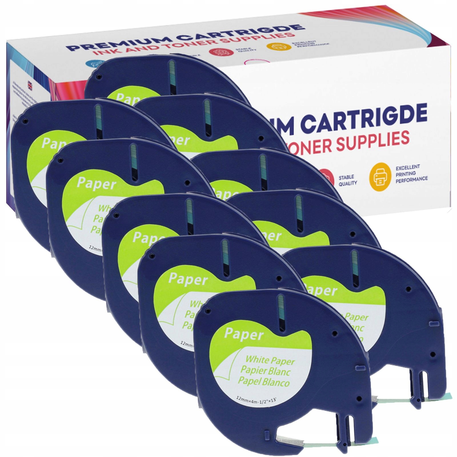 10 x páska pro Dymo LetraTag 12 mm x 4 m bílá GP-DY59421 x10