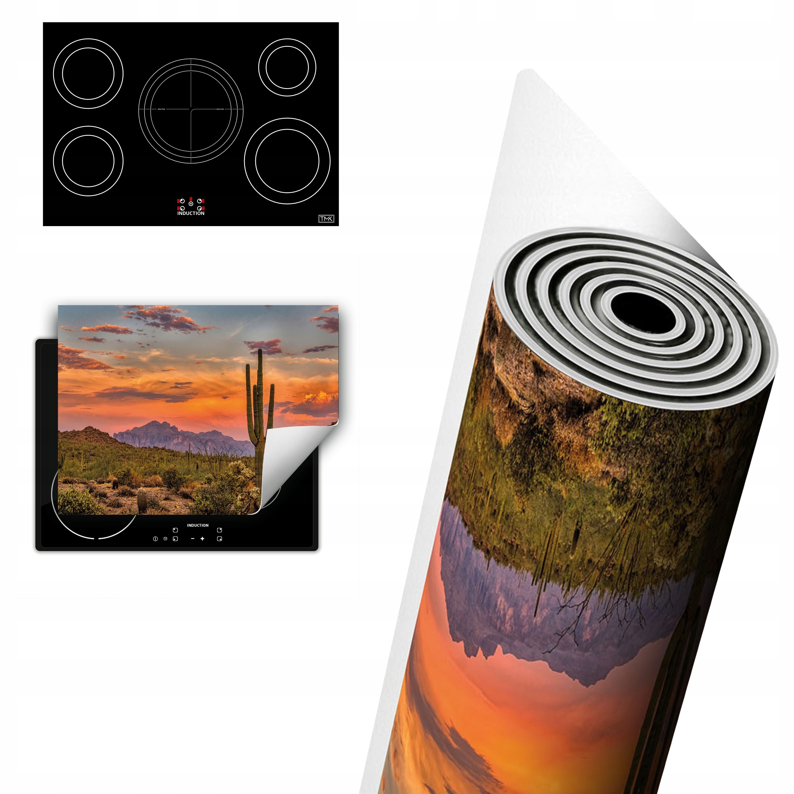 Vinylová Ochrana Na Indukci Desek 80x52 Kaktusy