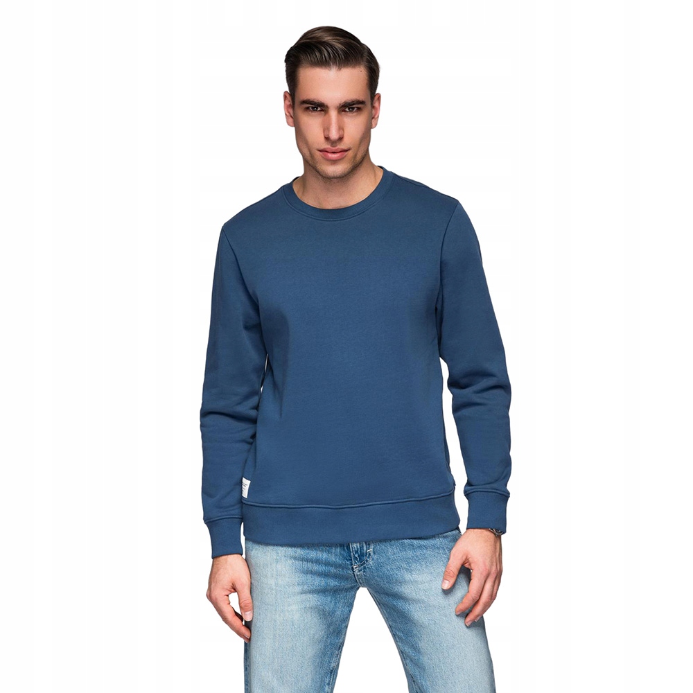 Módní tepláková pánská mikina tmavě modrá basic pohodlná Ombre V4 OM-SSBN-0271 L