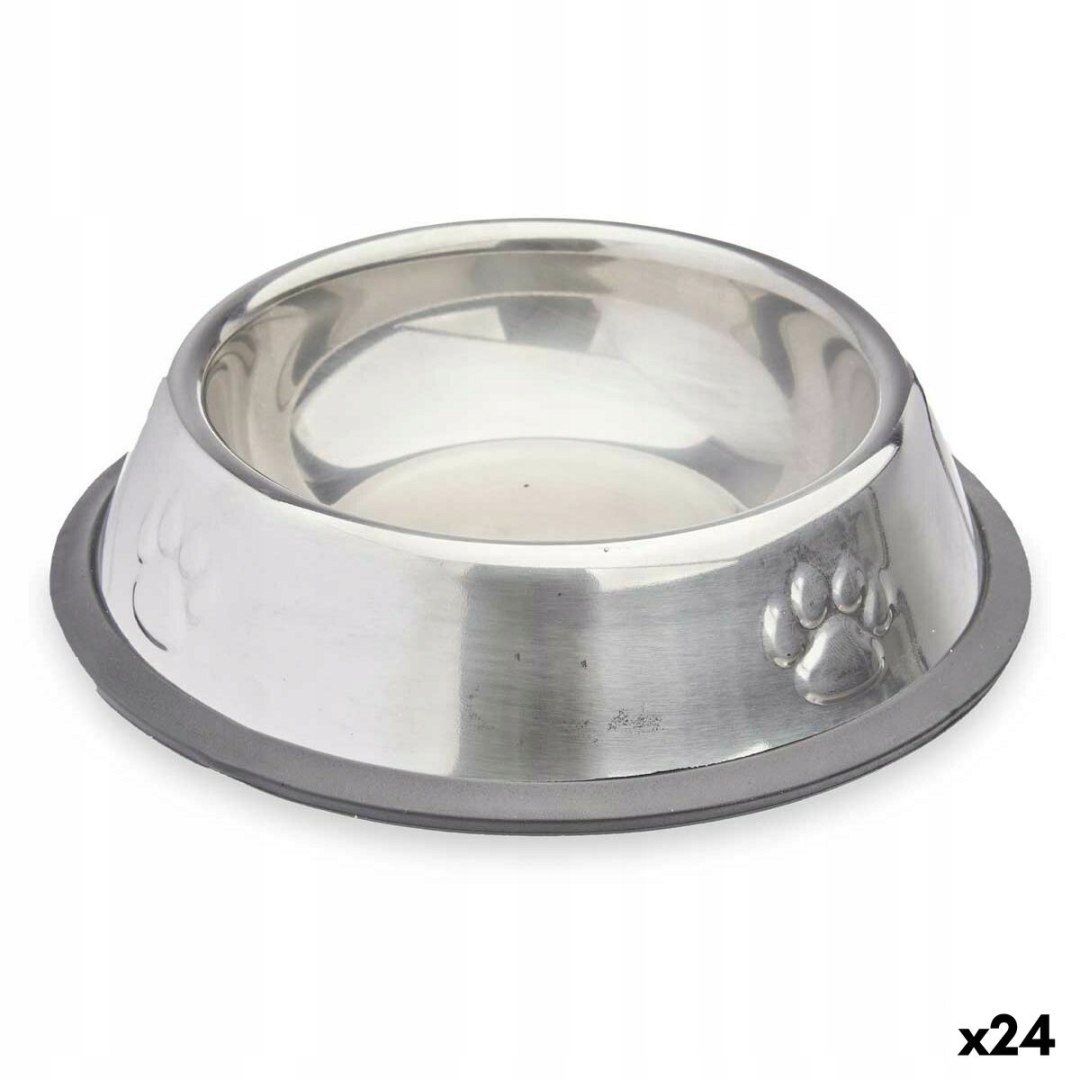 Levně Krmítko pro psy Stříbřité Šedé Gumové Kov 15 x 4 x 15 cm (24 Kusů)