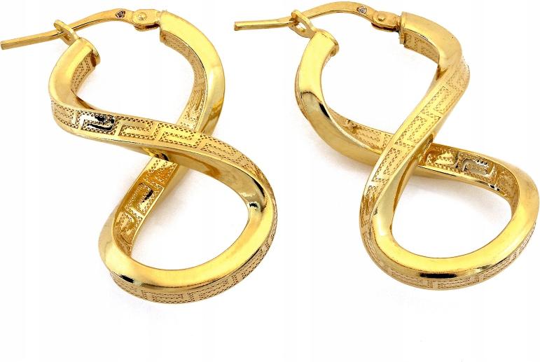 Stříbrné náušnice 925 dámské pozlacené, pevné s řeckým vzorem jako dárek