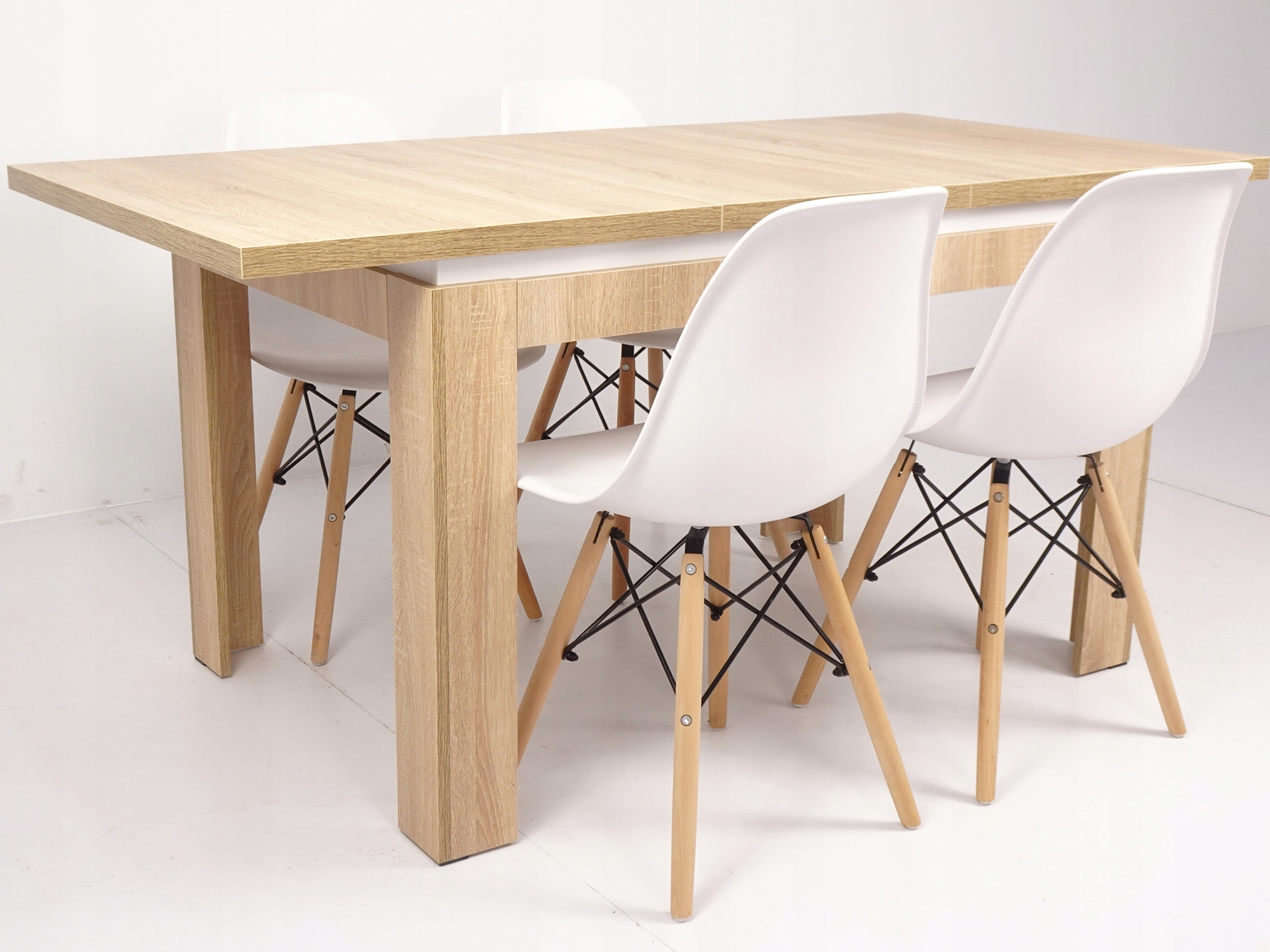 4 SKANDYNAWKIE krzesła i ROZKŁADANY stół SONOMA Marka Grande Meble