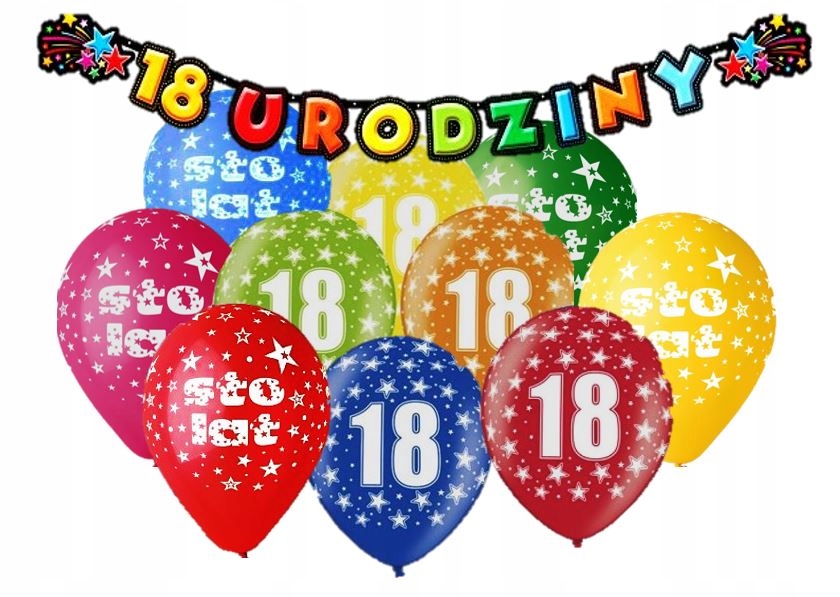 набор OSIEMNASTKA на день рождения 18 с воздушные шары и баннер
