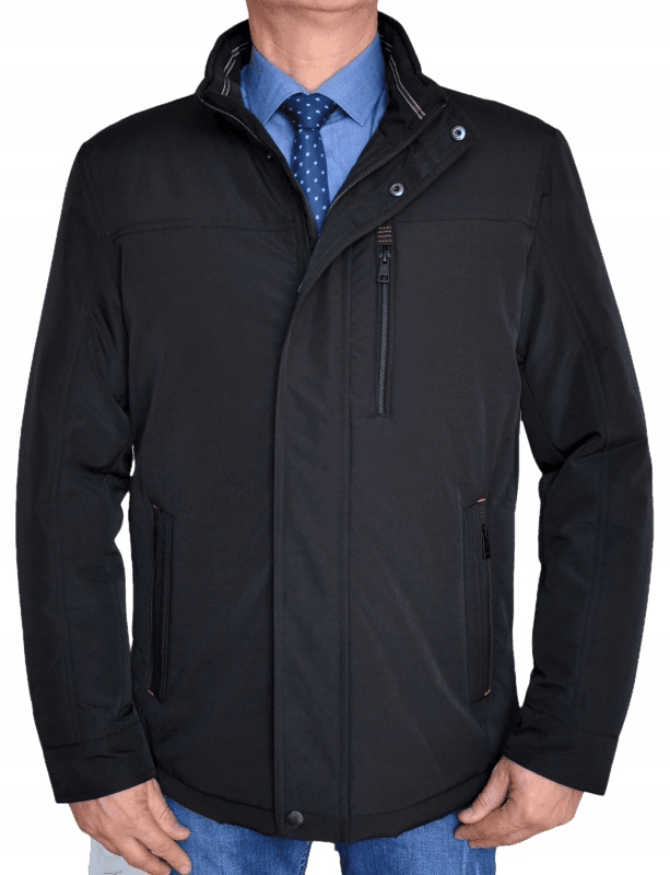 Pánská jarní přechodová bunda hladká klasická XXL černá