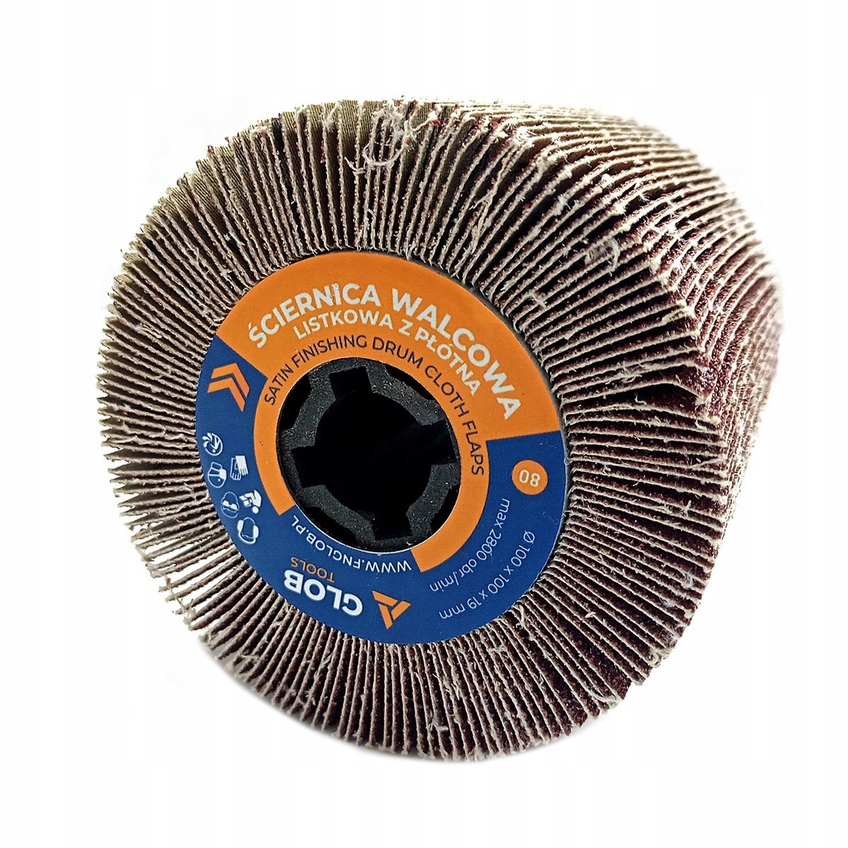 Ściernica walcowa listkowa Glob Tools z płótna 100x100x19mm Satyniarka P80