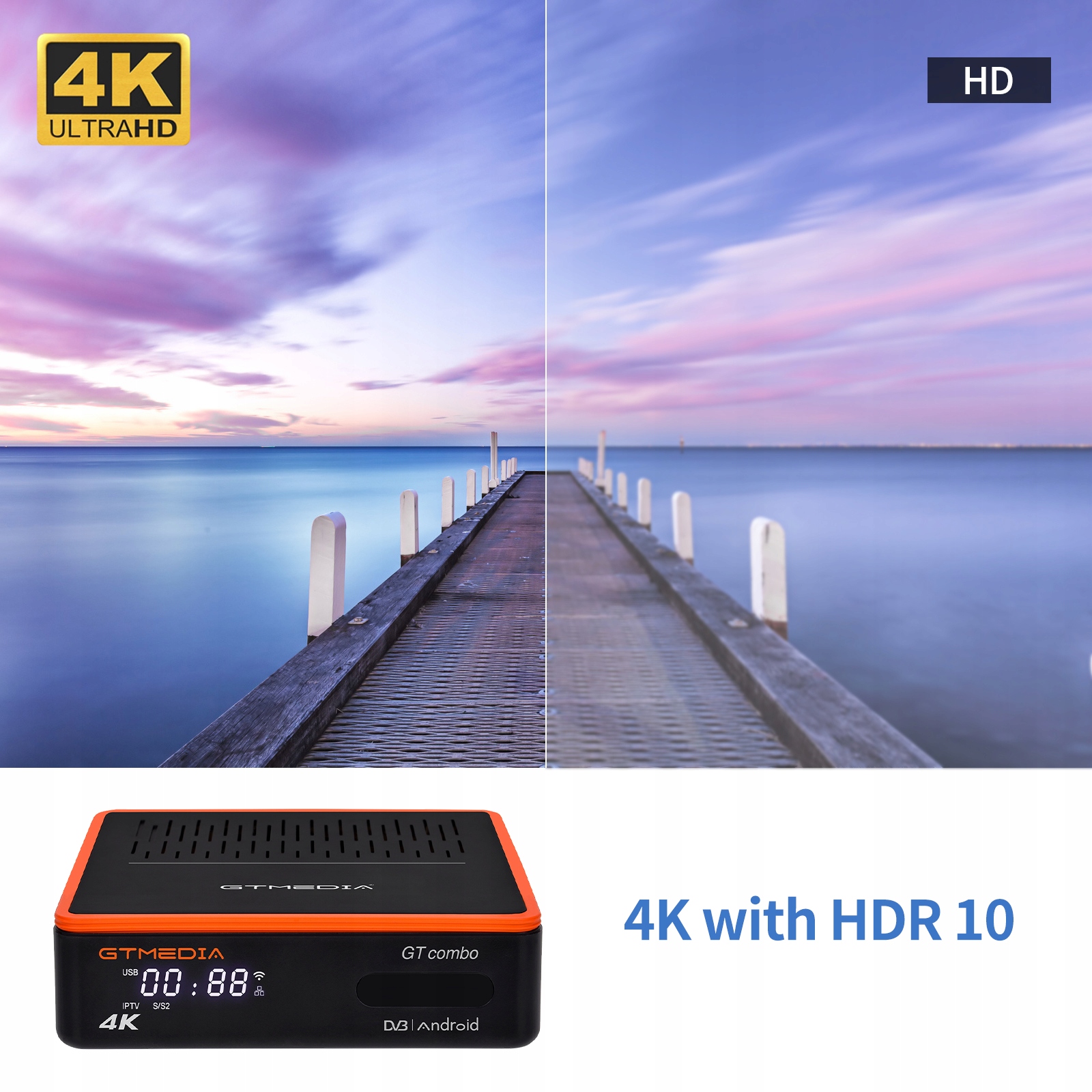 TV BOX DVB-S2/T2 Tuner Dekoder GTMEDIA GTcombo 8K 3DAndroid Youtube Netflix Złącze HDMI tak