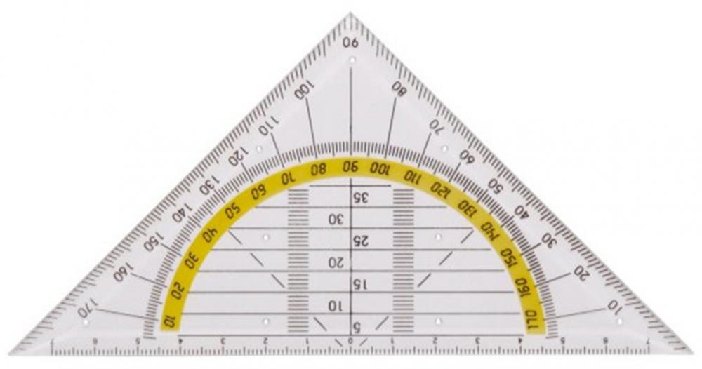 Ekierka z kątomierzem 16 cm transparentna przezroczysta Office Depot