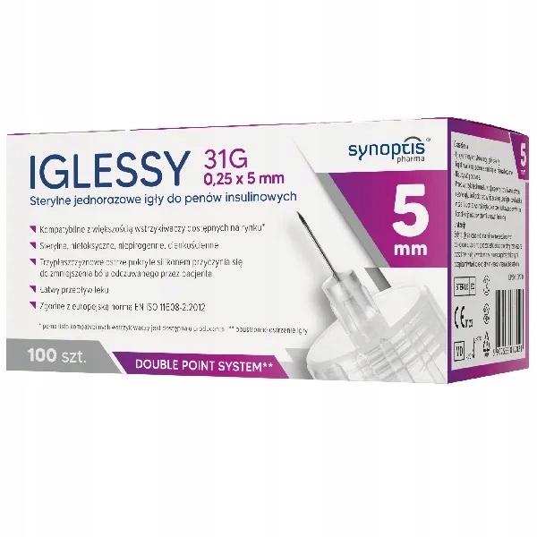 

Igły do penów Iglessy 31G 0,25 x 5 mm 100 sztuk