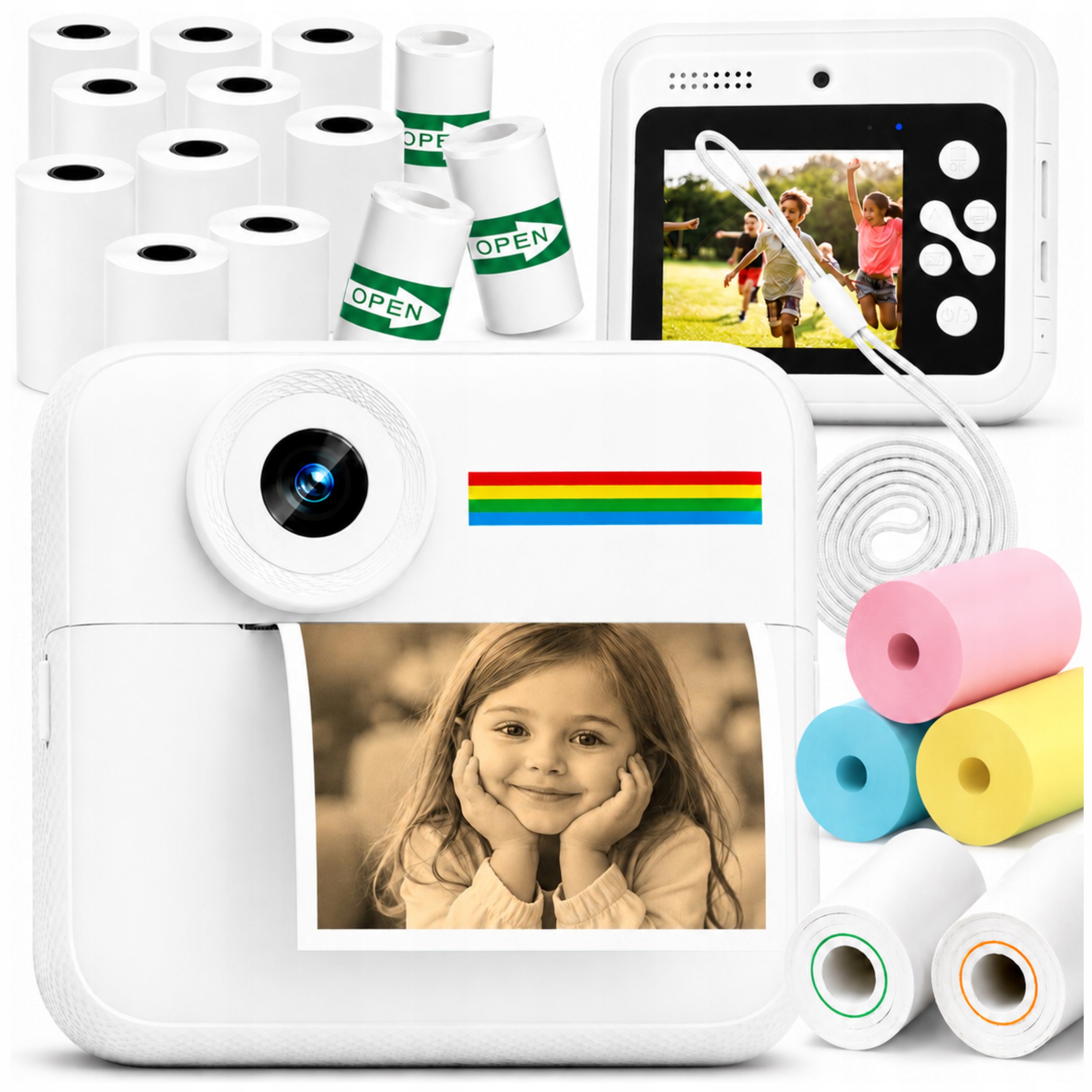 Okamžitý fotoaparát pro děti, digitální fotoaparát s tiskárnou Tiskař 18 rolí