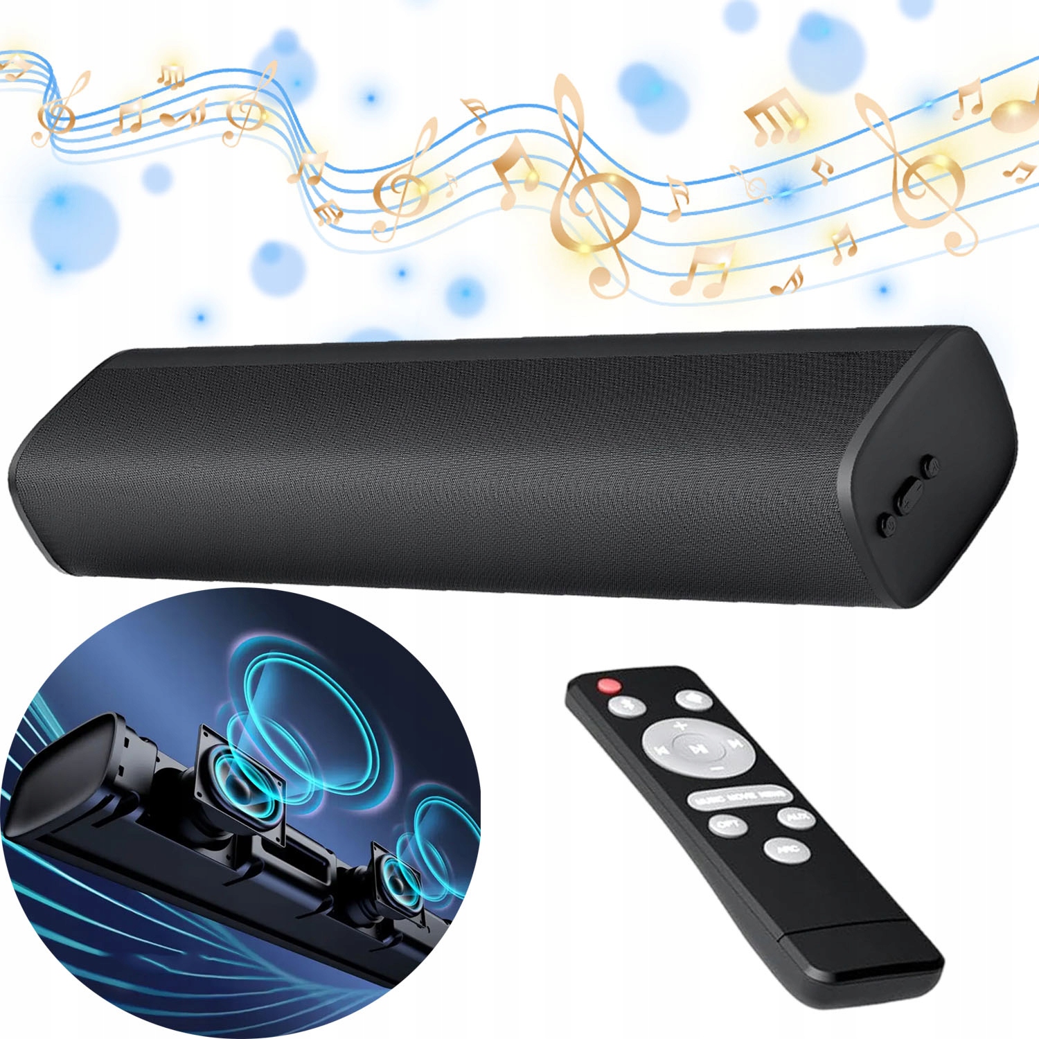 Mocny Soundbar Bluetooth Głośnik Telewizor Bluetooth Dźwięk Przestrzenny 3D