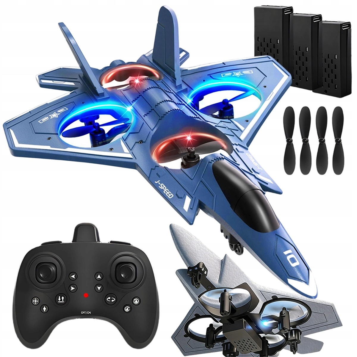 Rc letadlo 2.4 GHz 360° flip s bezhlavým režimem a 3 bateriemi 24 minut šedé