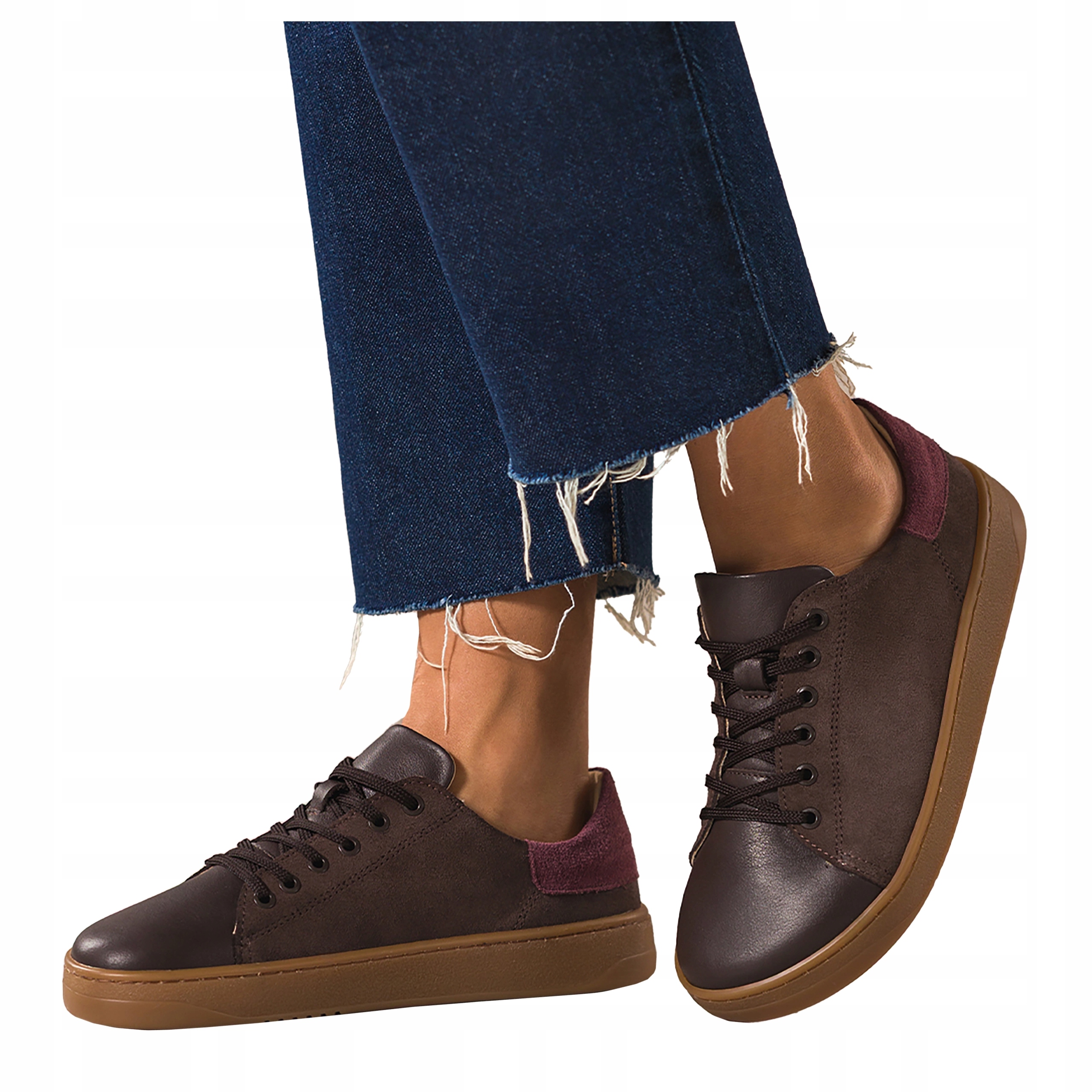 Dámské Polobotky Barefoot Čokoládové Kožené Široké Šněrovací vel. 39