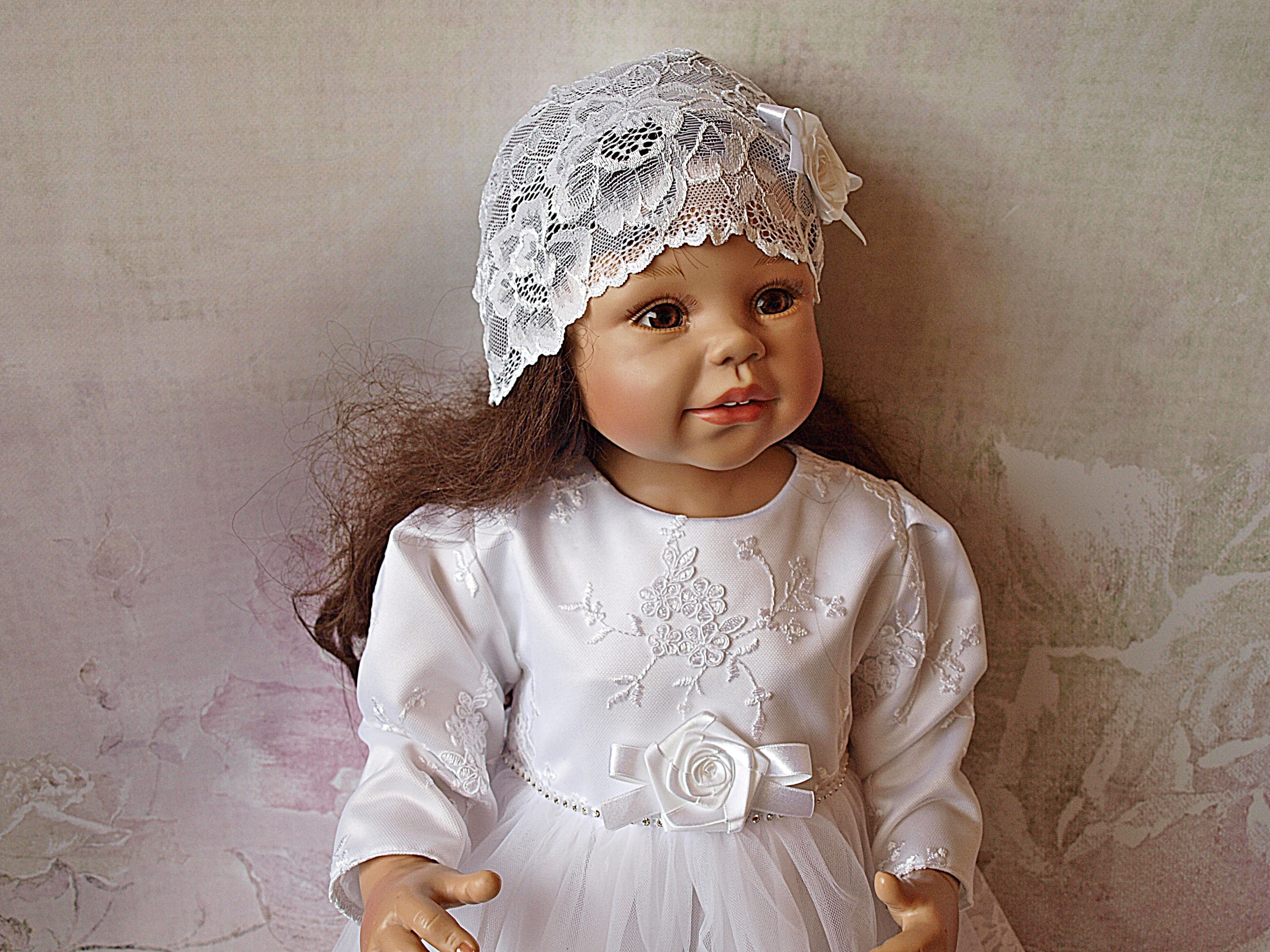 NOWA SUKIENKA Z CZAPECZKĄ DO CHRZTU GRACJA ROZ 68 Długość sukienki 41 cm