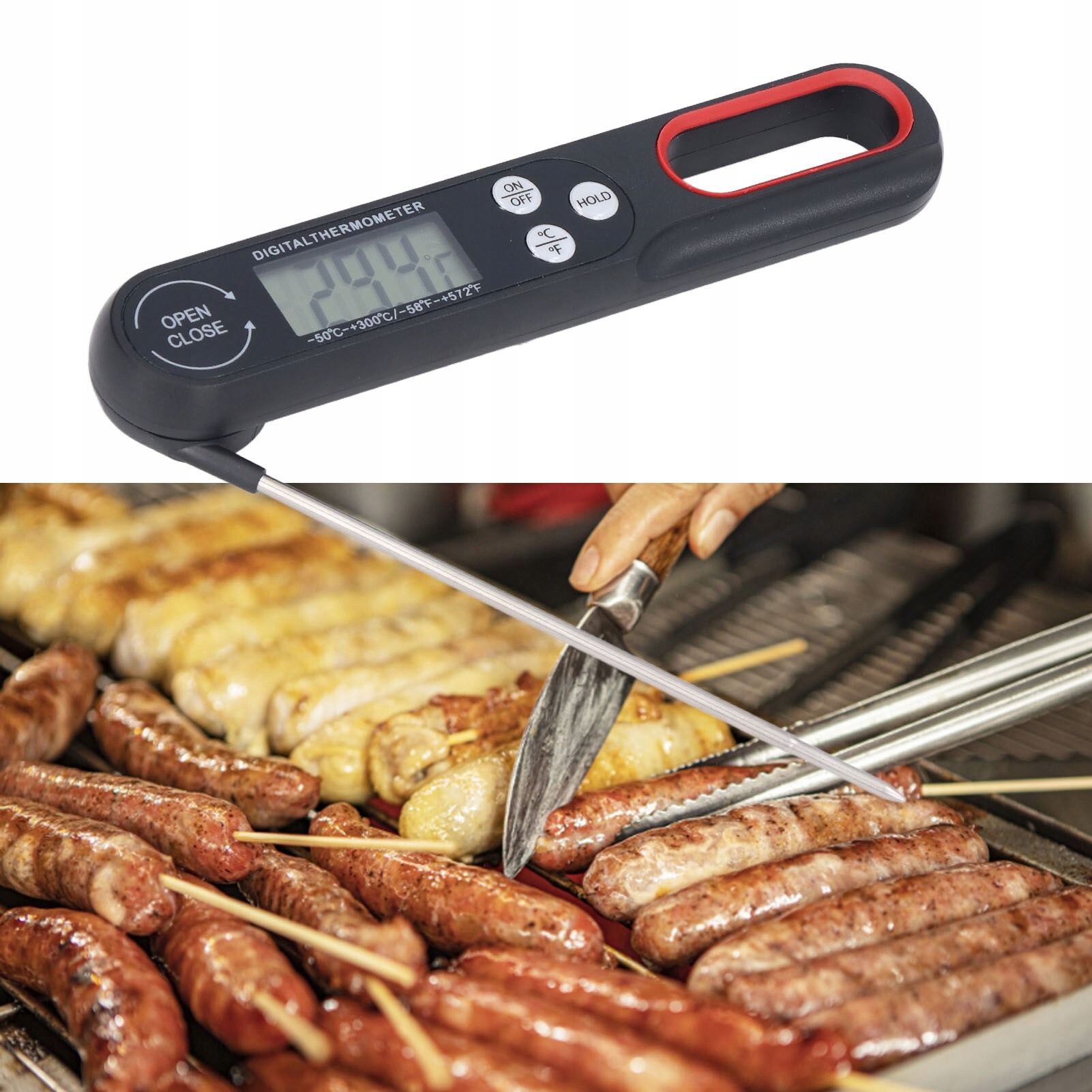 Digital Food Thermometer Foldable BBQ Cooking Thermometer with Battery Kod producenta 3118220112711