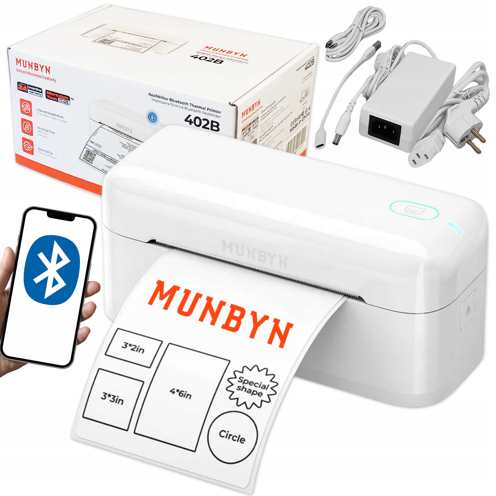 Drukarka etykiet Munbyn RW402B termiczna Bluetooth Usb InPost