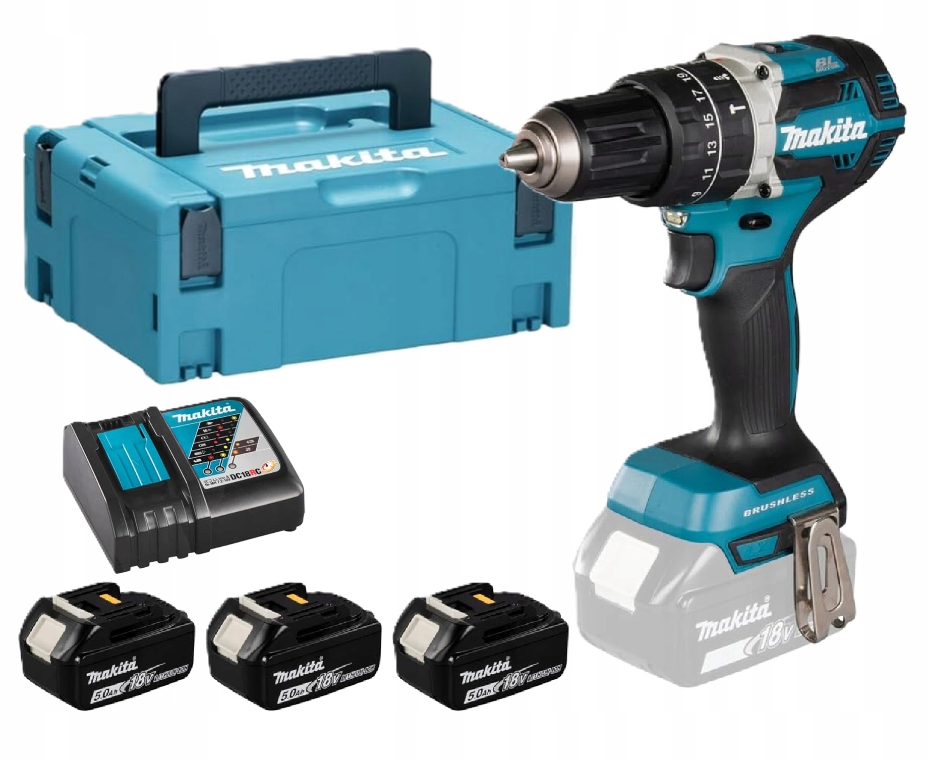 Makita DHP484RTJ3 18V Wiertarko Wkrętarka Udar 18V Lxt Zestaw 3x5Ah