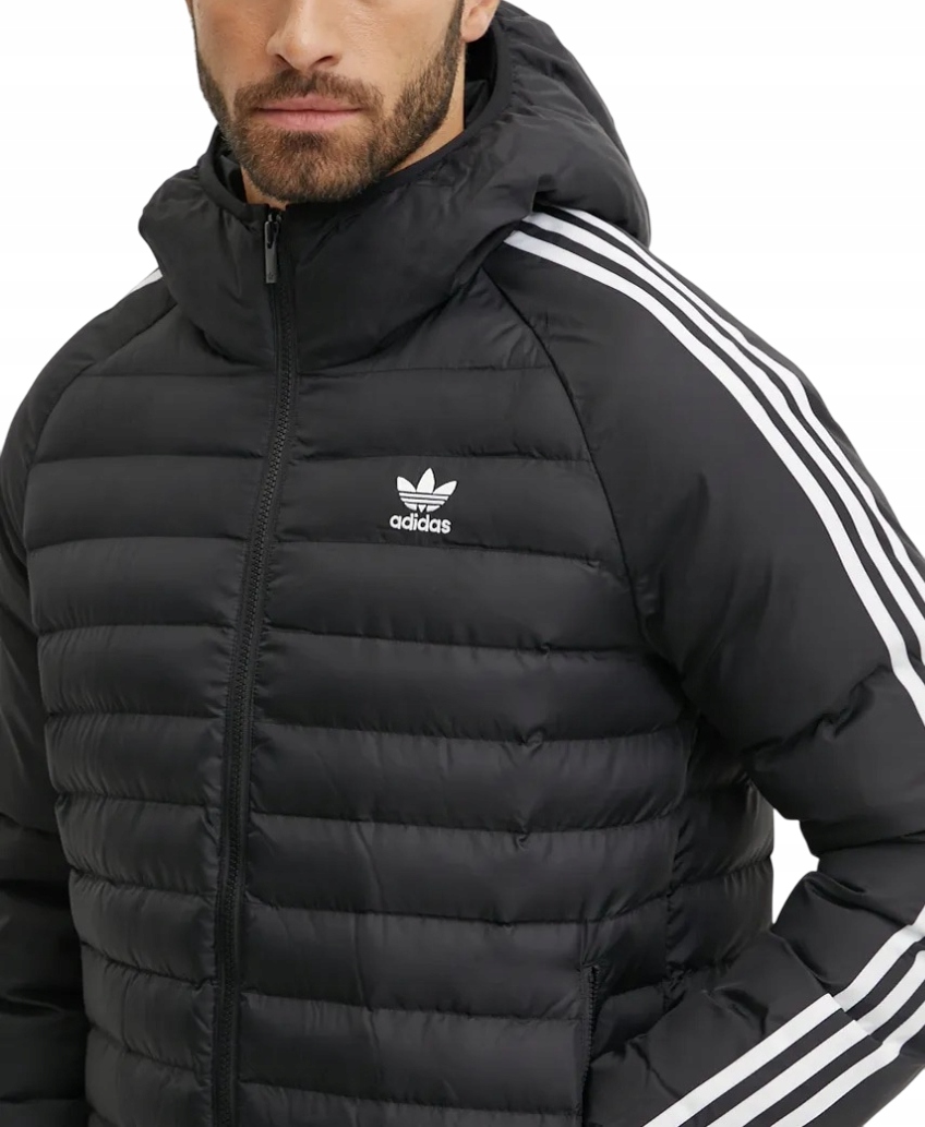 Bunda Adidas Originals Zimní Péřová Pikovaná Černá Pánská s kapucí
