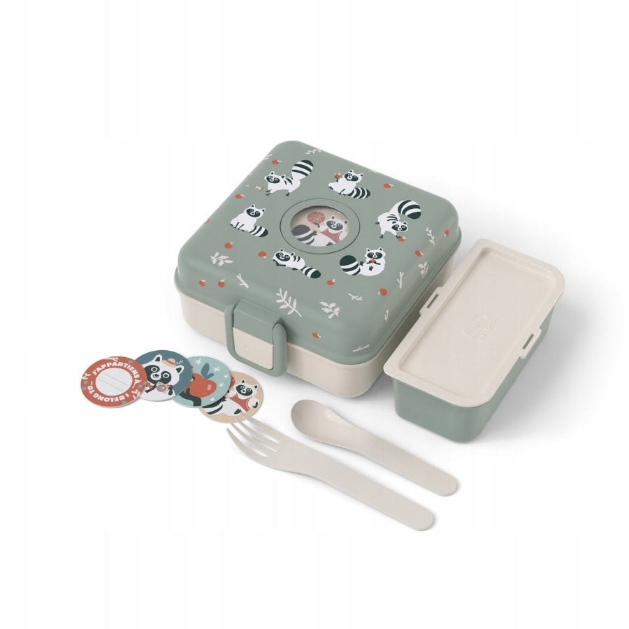 Dětský svačinový bento box na jídlo Snacky Monbento Green Raccoon