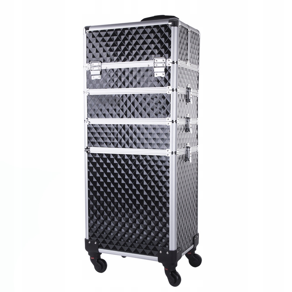 KUFEREK KOSMETYCZNY WIELKI XXXL 4W1 NA KÓŁKACH DIAMOND 3D CZARNY Marka Allepaznokcie