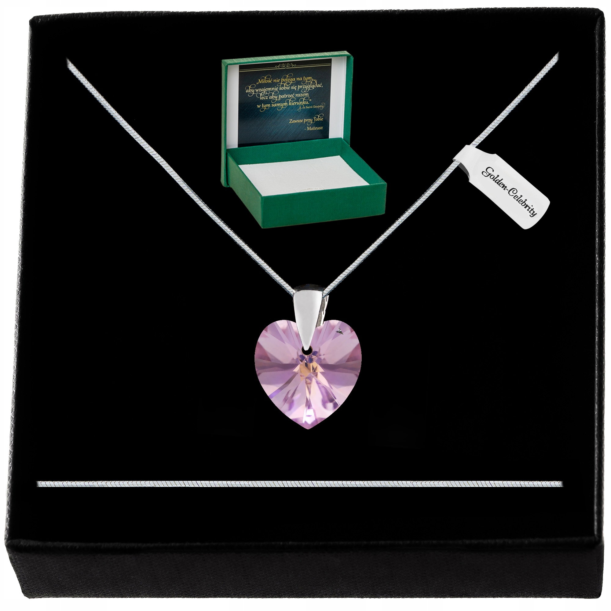 Stříbrný Náhrdelník Srdíčko Swarovski 925 Řetízek Přívěsek Pro Manželku