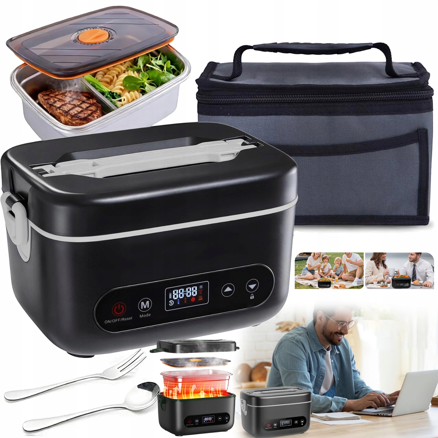 Elektrický Obědový Box Ohřívač Oběd 4 Režimy Ohřevu Termotaška