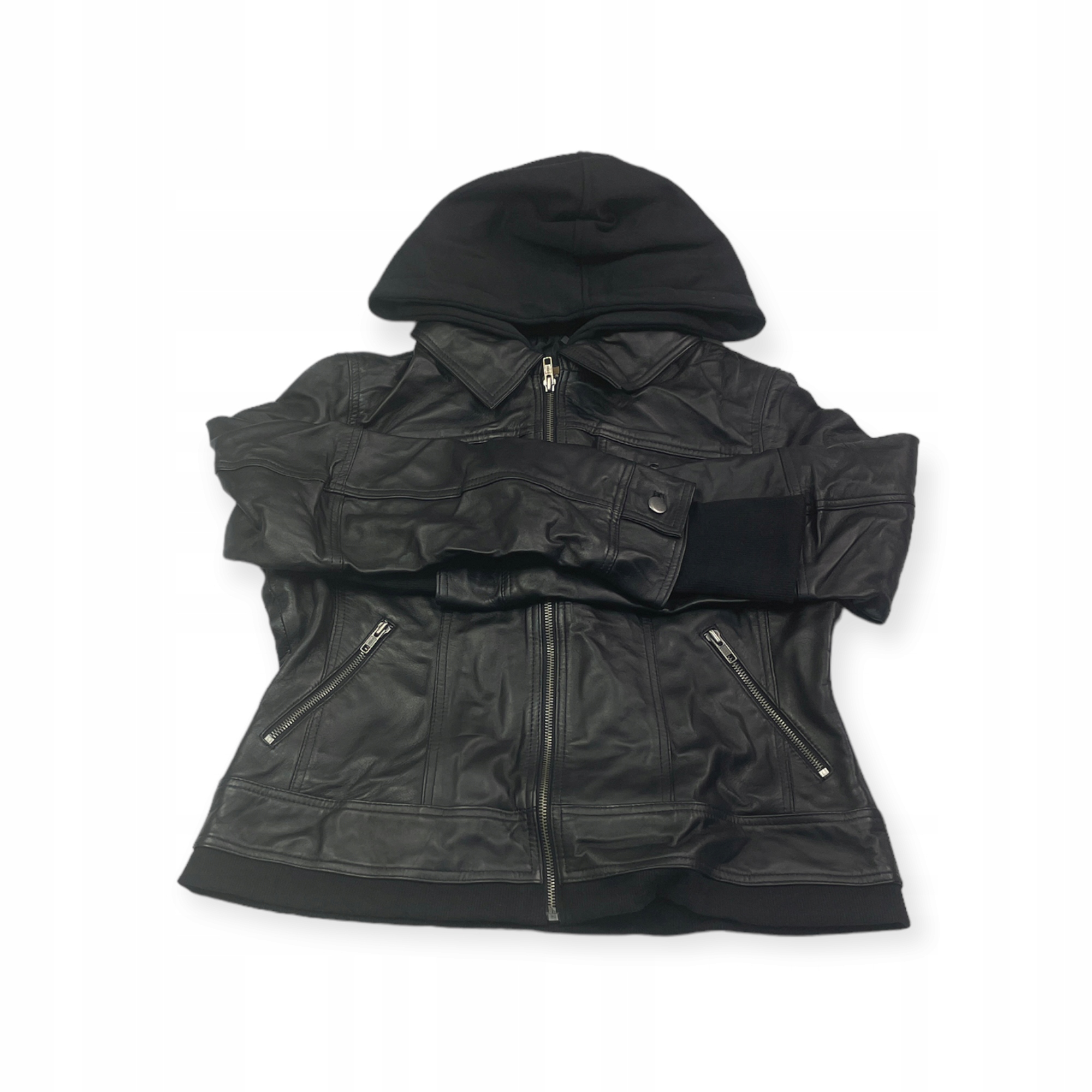 Dámská kožená bunda s kapucí Real Leather L