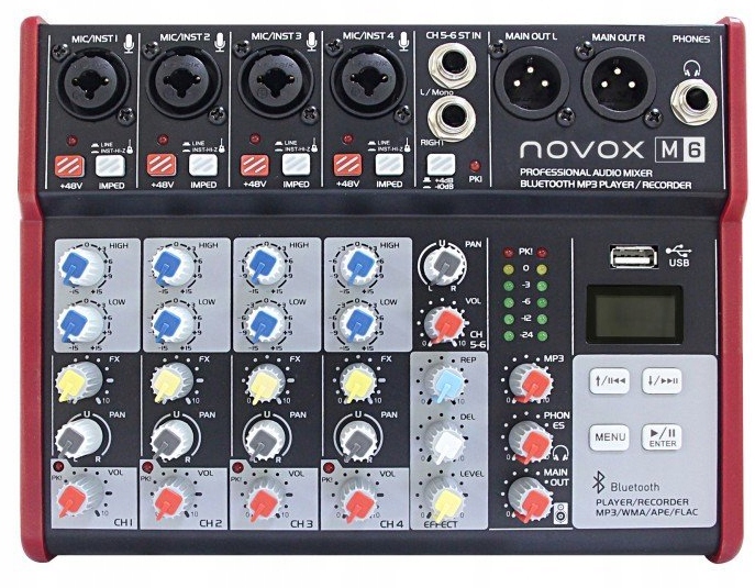 Novox M6 Mkii Mikser Analogowy 6 Kanałowy Kompaktowy Konsola Miksująca