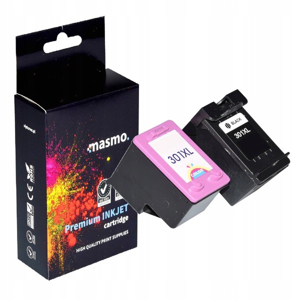 Sada 2 x inkoustů Masmo pro Hp 301 Cmyk Deskjet 2540 1000 1050 1510 2050 3050